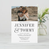 モダンで大胆な秋のブラック＆ホワイトの写真ウェディング 招待状 (スタンド正面)