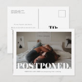 モダンで大胆な結婚式延期のお知らせ 日程変更 案内ポストカード (正面/裏面)