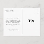 モダンで大胆な結婚式延期案内 日程変更 案内ポストカード (裏面)