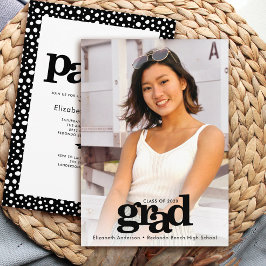 モダンで大胆な黒と白のグラデーションが美しいパーティー　エレガント 招待状