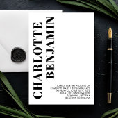 モダンで大胆な黒と白のミニマルウェディング 招待状