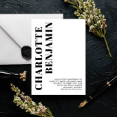 モダンで大胆な黒と白のミニマルウェディング 招待状