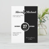 モダンで大胆な黒と白の結婚式招待状 招待状 (スタンド正面)