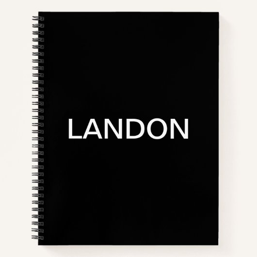 モダンで大胆な黒白テキスト ノートブック (正面)