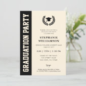 モダンで大胆、そしてエレガントな卒業写真 卒業式 招待状 (スタンド正面)