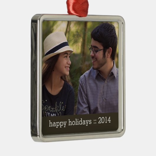 モダンで幸せな休日の写真のオーナメント メタルオーナメント (右)