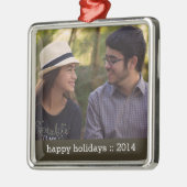 モダンで幸せな休日の写真のオーナメント メタルオーナメント (左)