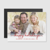 モダンで幸せな休日手の原稿の平らな写真カード (正面/裏面)