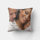 モダンで幸せな母の日の写真の枕 クッション (裏面)