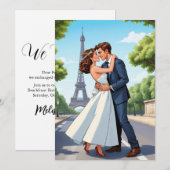 モダンで幸せな結婚式の後の隠れ家的披露宴の招待状 招待状 (正面/裏面)