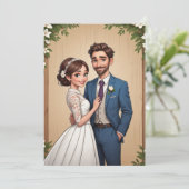 モダンで幸せな結婚式の挙式後の披露宴の招待状 招待状 (スタンド正面)