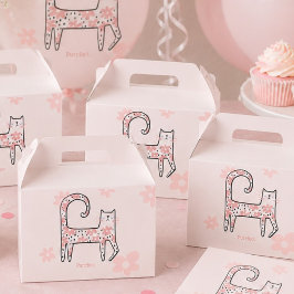 モダンで幻想的なピンクの猫のバースデーパーティー フェイバーボックス