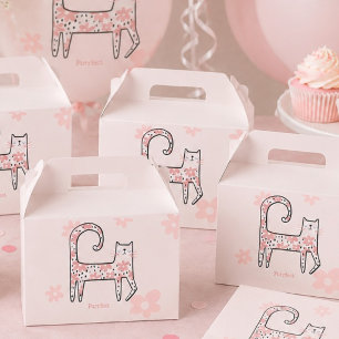 モダンで幻想的なピンクの猫のバースデーパーティー フェイバーボックス