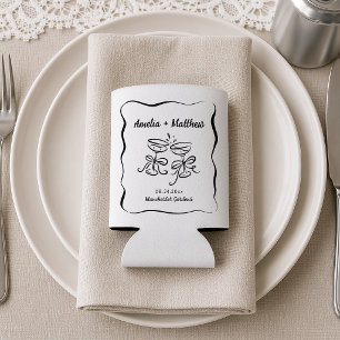 モダンで幻想的な手描きの結婚式 缶クーラー