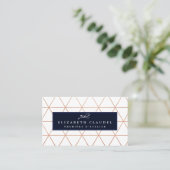 モダンで幾何学的なのどのばら色の金ゴールド|のエレガントな弓 名刺 (スタンド正面)