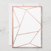 モダンで幾何学的なばら色の金ゴールドの陸生動物飼育器の赤面の結婚式 招待状 (裏面)