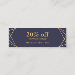 モダンで幾何学的なパターン小型割引クーポンカード スキニー名刺