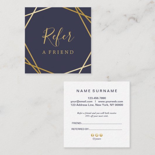 モダンで幾何学的なパターン正方形の紹介カード スクエア名刺 (正面/裏面)