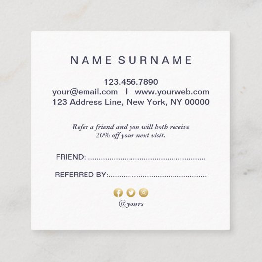 モダンで幾何学的なパターン正方形の紹介カード スクエア名刺 (裏面)