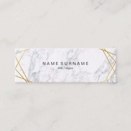 モダンで幾何学的なパターン金ゴールドの小型名刺 スキニー名刺 (正面)