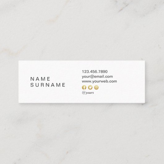 モダンで幾何学的なパターン金ゴールドの小型名刺 スキニー名刺 (裏面)