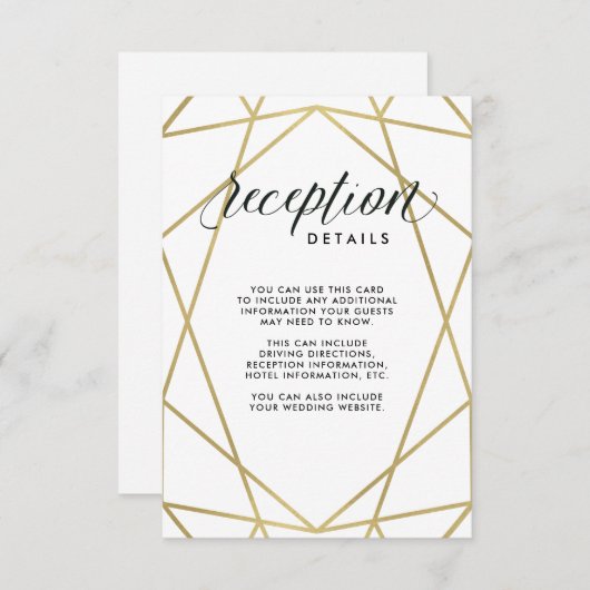 モダンで幾何学的な披露宴の詳細 エンクロージャーカード (正面/裏面)