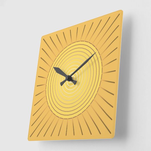 モダンで幾何学的な日が差すこと-マスタードの金ゴールド/黄色 スクエア壁時計 (傾斜)