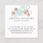 モダンで幾何学的な花柄|の蜂蜜の櫛の正方形 スクエア名刺 (裏面)