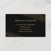 モダンで幾何学的な金ゴールド及び黒い大学院生 コーリングカード (裏面)