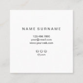 モダンで幾何学的な銀製の黒い正方形の名刺 スクエア名刺 (裏面)