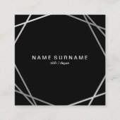 モダンで幾何学的な銀製の黒い正方形の名刺 スクエア名刺 (正面)