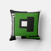 モダンで幾何学的なstの黒く、白い及び緑を置いて下さい クッション (裏面)