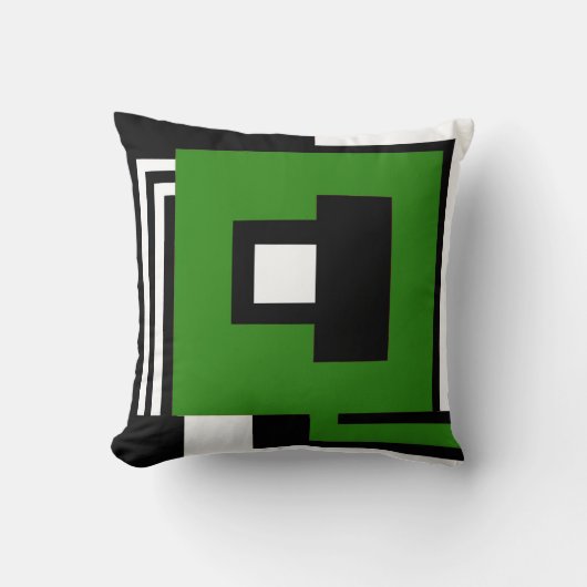 モダンで幾何学的なstの黒く、白い及び緑を置いて下さい クッション (正面)