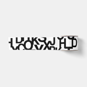 モダンで抽象的な、文字を使ったメッシィなパターン サテンリボン