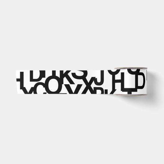モダンで抽象的な、文字を使ったメッシィなパターン サテンリボン (正面)