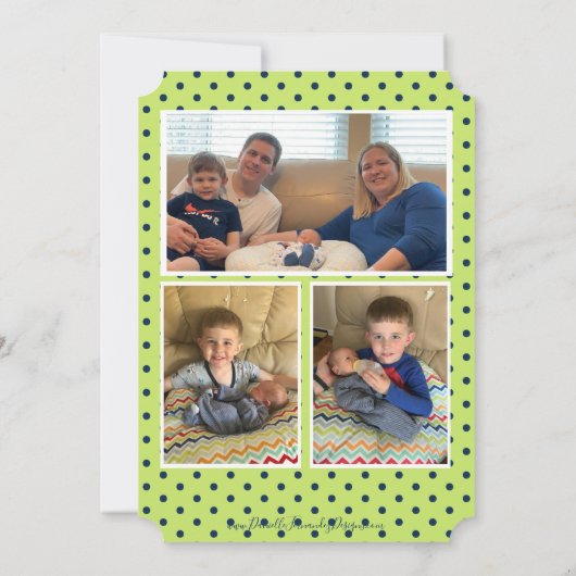 モダンで数々のな写真のシンプルでエレガントで生まれたばかりのな男の子Stat 招待状 (裏面)