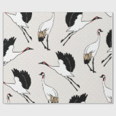 モダンで日本のなクレーン及び暗灰色の帆立貝 ラッピングペーパー (フラット)