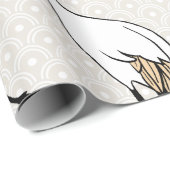 モダンで日本のなクレーン及び暗灰色の帆立貝 ラッピングペーパー (ロールコーナー)