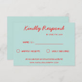 モダンで明るいカラフルなレトロで楽しいファンキーなウェディング 出欠カード (正面/裏面)