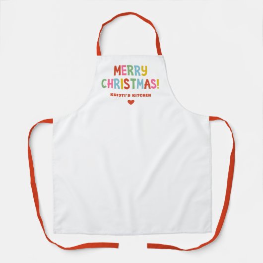 モダンで明るいカラフルな楽しいクリスマス エプロン (正面)