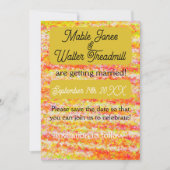 モダンで明るいゴールドとピンクでお知らせ セーブザデート (正面)