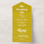 モダンで明るいマスタードイエローのミニマルウェディング オールインワン招待状 (内側)