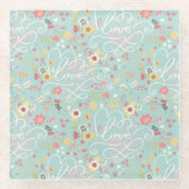 モダンで明るくロマンチックなパターン ガラスコースター (正面)