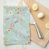 モダンで明るくロマンチックなパターン キッチンタオル (四つ折り)