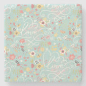 モダンで明るくロマンチックなパターン ストーンコースター (正面)