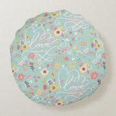 モダンで明るくロマンチックなパターン ラウンドクッション (裏面)