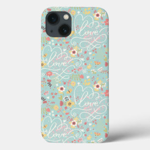 モダンで明るくロマンチックなパターン iPhone 13ケース