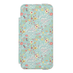 モダンで明るくロマンチックなパターン iPhone SE/5/5sウォレットケース