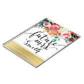 モダンで明るく大胆な花の水彩画の未来のMrs. ノートブック (左側)