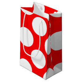 モダンで明るく赤く白い水玉模様パターン スモールペーパーバッグ